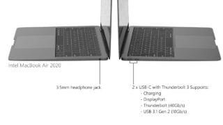 What are the ports on the 2020 Intel MacBook Air?