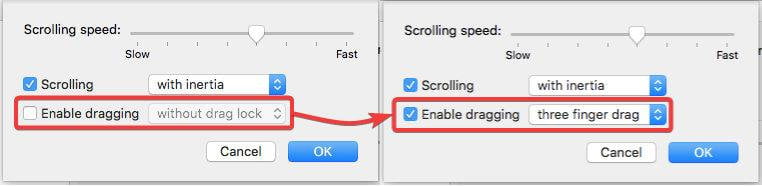 Enabling Dragging with Three Finger Drag